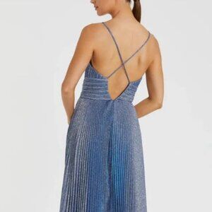Shimmer Blue MacDuggal Pleated Dress